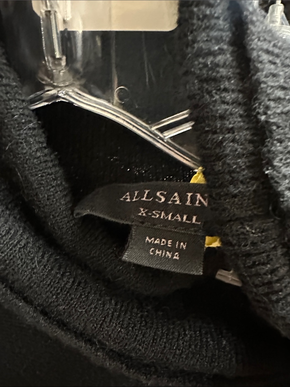 AllSaints Black Crewneck wool cropped Sweater XS